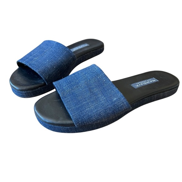 NEWBARK FRANKIE SLIDE SANDALS WOMENS 8.5 DENIM CASUAL SUMMER MINIMALIST CHIC - Picture 1 of 9